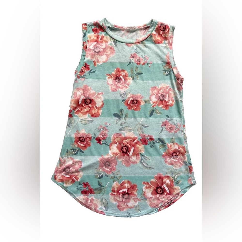 EUC- WOMEN'S BOMBOM FLORAL AND STRIPE TANK-‎ Small